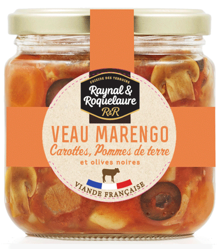 veau marengo en bocal préparé par une styliste culinaire pour être pris par un photographe packaging