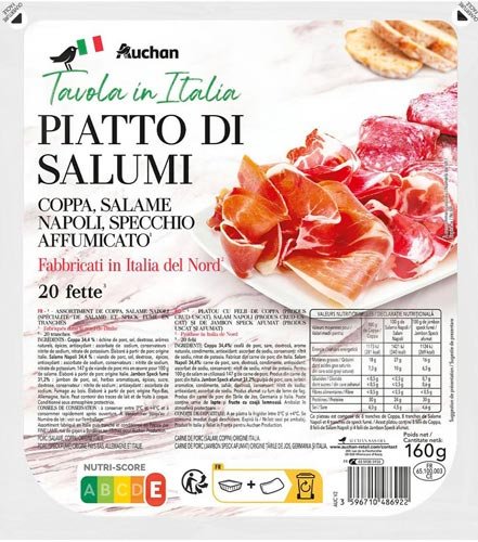 visuel de packaging alimentaire avec de la charcuterie italienne